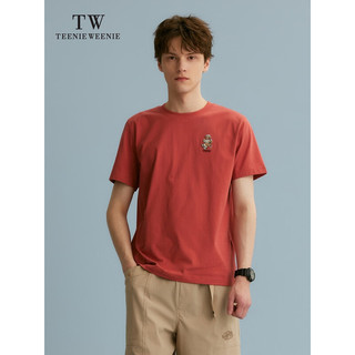 Teenie Weenie Men小熊男装T恤2024夏季白色休闲美式潮流凉感短袖 珊瑚红 180/XL