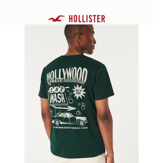 HOLLISTER24春夏美式宽松棉质短袖T恤 男女装 KI323-4002 深绿色 M (180/100A)