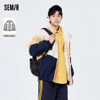 Semir 森马 棉服男2022冬新外套拼接冬装美式复古运动风撞色拼接男款上衣