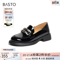 BASTO 百思图 24春商场新款超软羊皮乐福鞋亮面小皮鞋女深口单鞋A1332AA4