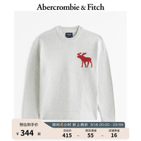 ABERCROMBIE & FITCH男装 24春美式麋鹿圆领套头毛衣休闲百搭针织衫 358141-1 灰色 M (180/100A)