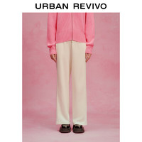 URBAN REVIVO UR女时尚休闲舒适百搭简约松紧腰直筒裤UWU630045 本白 S