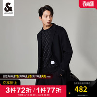 杰克·琼斯（JACK&JONES）男装大衣冬季男中长款双面羊绒大衣宽松休闲毛呢大衣高端品牌外套 黑色-E40 165/88A/XS