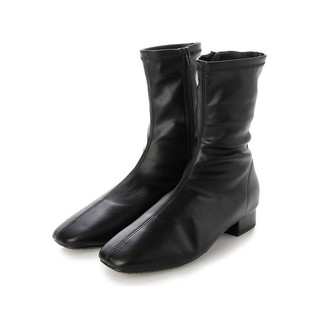 vivian 方头弹力中靴低跟黑色简约时尚休闲气质脚蹬