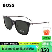 HUGO BOSS 墨镜男款纯黑色镜框深灰色镜片太阳镜眼镜框 1347FSK TI7IR 54MM