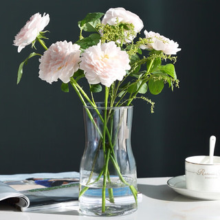 盛世泰堡 玻璃花瓶 客厅装饰假花摆件 炫彩款17cm