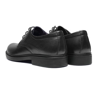 红蜻蜓春夏牛皮商务正装皮鞋舒适头平跟办公鞋男德比鞋 WTA13124黑色40