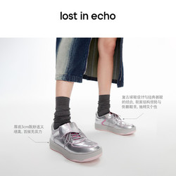 lost in echo 明星同款lost in echo春夏新款扭转鞋面下翻舌休闲鞋运动厚底板鞋