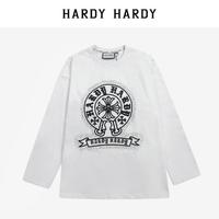 HARDY HARDY 克罗心春秋新款潮牌十字架烫钻纯棉宽松长袖t恤男女同款