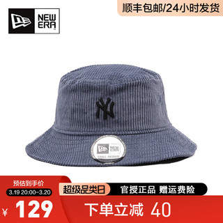 NEW ERA 纽亦华 帽子男女MLB系列NY洋基队灯芯绒宽檐遮阳渔夫帽