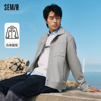 Semir 森马 夹克男2024春季新款男士休闲简约黑色上衣弹力工装风翻领外套