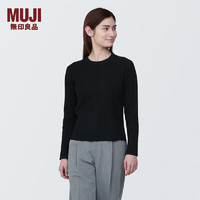 无印良品（MUJI）女式 使用大豆纤维罗纹织圆领毛衣长袖女款 早春BA1OFA4S 黑色 S(155/80A)