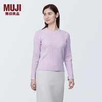 无印良品（MUJI）女式 使用大豆纤维罗纹织圆领毛衣长袖女款 早春BA1OFA4S 浅紫色 XL(165/92A)