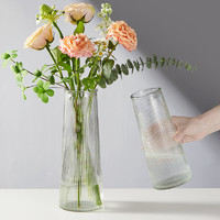 喜韶 浮雕ins玻璃花瓶大号透明水养富贵竹客厅家用插花摆件
