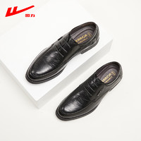 WARRIOR 回力 皮鞋商务休闲英伦风男鞋舒适软底正装德比鞋 1595 黑色42