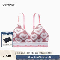 Calvin Klein内衣【摩登引力带】24春夏女甜蜜桃心满印轻运动背心文胸QF7802 LN