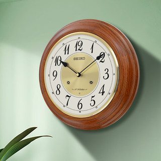 SEIKO日本精工时钟12英寸挂墙钟表刻点整点音乐报时客厅办公室实木挂钟