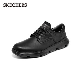 SKECHERS 斯凯奇 休闲皮鞋男 简约一脚蹬正装鞋 舒适低帮商务鞋正装鞋 204702 全黑色/BBK 41