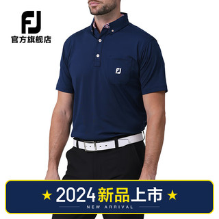 FootJoy高尔夫服装FJ夏季男装短袖POLO衫运动时尚防晒男短袖T恤上衣 81763-海军蓝 XXL