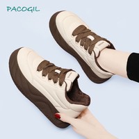Pacogil 帕克吉尔真软皮春季新款韩版舒适板鞋女时尚百搭阿甘增高旅游鞋