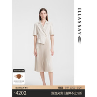 歌力思（ELLASSAY）2024夏季挺阔垂坠拼接收腰百褶连衣裙女EWE352Y01300 浅卡其（4.15） M