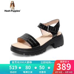 Hush Puppies 暇步士 凉鞋女士外穿一字带粗跟时尚沙滩鞋D3H06BL2 黑色 38