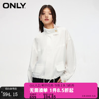 ONLY2024春季时尚简约落肩袖宽松纯色立领外套女124136047 A06 太古白色 155/76A/XS