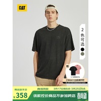 CAT卡特24春夏男户外休闲水洗效果logo设计短袖T恤 黑色 3XL