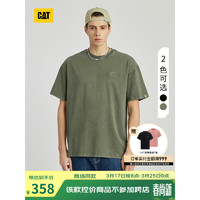 CAT卡特24春夏男户外休闲水洗效果logo设计短袖T恤 青绿色 2XL