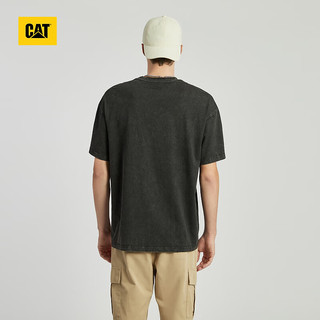 CAT卡特24春夏男户外休闲水洗效果logo设计短袖T恤 黑色 2XL