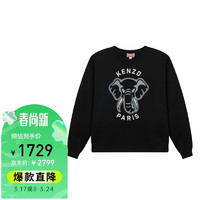 KENZO 凯卓 高田贤三女士黑色棉质大象图案休闲圆领套头卫衣 FD6 2SW093 4MF 99J M