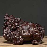 KITC 黑檀木雕龙龟金钱龟摆件桌面装饰