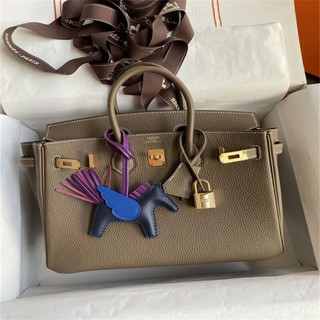 HERMÈS 爱马仕 Hermes爱马仕女包手提包Birkin30牛皮大象灰金扣铂金包 Birkin 25 约：25×20×13cm