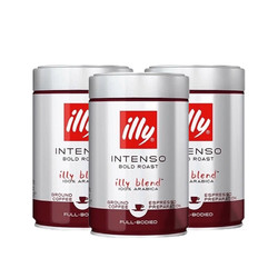 illy 意利 咖啡粉阿拉比卡深度烘焙手冲浓缩意式250g*3罐