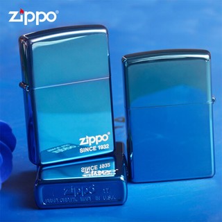 ZIPPOzippo打火机煤油防风芝宝美国刻字蓝冰 单机无油 蓝冰年份标志