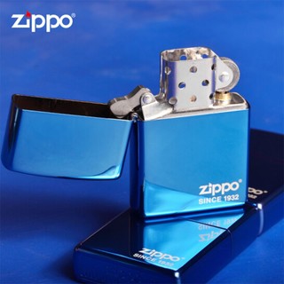 ZIPPOzippo打火机煤油防风芝宝美国刻字蓝冰 单机无油 蓝冰年份标志