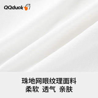 QQ duck 可可鸭 童装女童连衣裙儿童裙子海军风夏青少年衣服经典校园白色；160