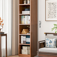 意奢汇 书架落地家用转角客厅简易置物架实木色书本收纳架储物靠墙小书柜