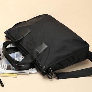 罗梅达尔 商务公文包男手提包休闲包男士出差手拎包时尚简约单肩包电脑包 黑色中号