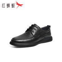 红蜻蜓 休闲皮鞋男2024春季新款真皮黑色商务英伦舒适软底通勤单鞋