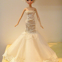 薇欧漫芭比衣服礼服6分娃娃婚纱衣服 车载娃娃 礼服服装 多款 30厘米st 鱼尾婚纱 芭比尺寸没有娃