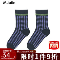 M.Latin 马·拉丁 马拉丁童装儿童袜子23年冬女大童提花中筒袜 黑色格 160