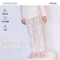 爱慕儿童（AIMER KIDS）薄款男女童3A抑菌套头长袖睡衣睡裤甜美可爱印花莫代尔奶皮衣 女裤-萌兔AK142E301 100