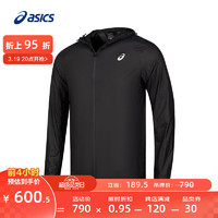 亚瑟士ASICS运动夹克男子舒适时尚拉链夹克外套跑步轻量 2011D074-021 黑色 XL
