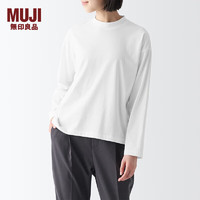 MUJI 無印良品 无印良品（MUJI）女式 天竺编织 长袖T恤 打底衫女款内搭 多巴胺早春新品 BB2ODA4S 白色 M(160/84A)