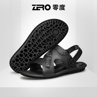 零度Zero男鞋手工缝制凉拖鞋防滑耐磨透气沙滩凉鞋 黑色 43