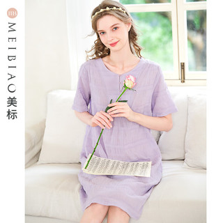美标短袖棉质睡裙女春夏薄款睡衣甜美可外穿复古宫廷公主风家居服 莓紫色 L(165/88A)
