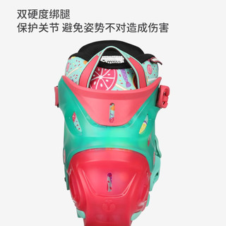 米高轮滑鞋儿童溜冰鞋直排轮休闲平花双模式旱冰鞋可调男女进阶V8 绿紫色套装 M（33-36）
