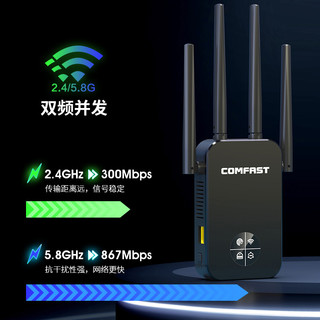 COMFAST  wifi信号放大器千兆5G双频1200M家用无线路由器网络信号大功率增强扩展中继器CF-WR761AC