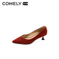 COMELY 康莉 晚宴鞋女细跟春季新款尖头舒适羊猄皮法式优雅高跟鞋女鞋